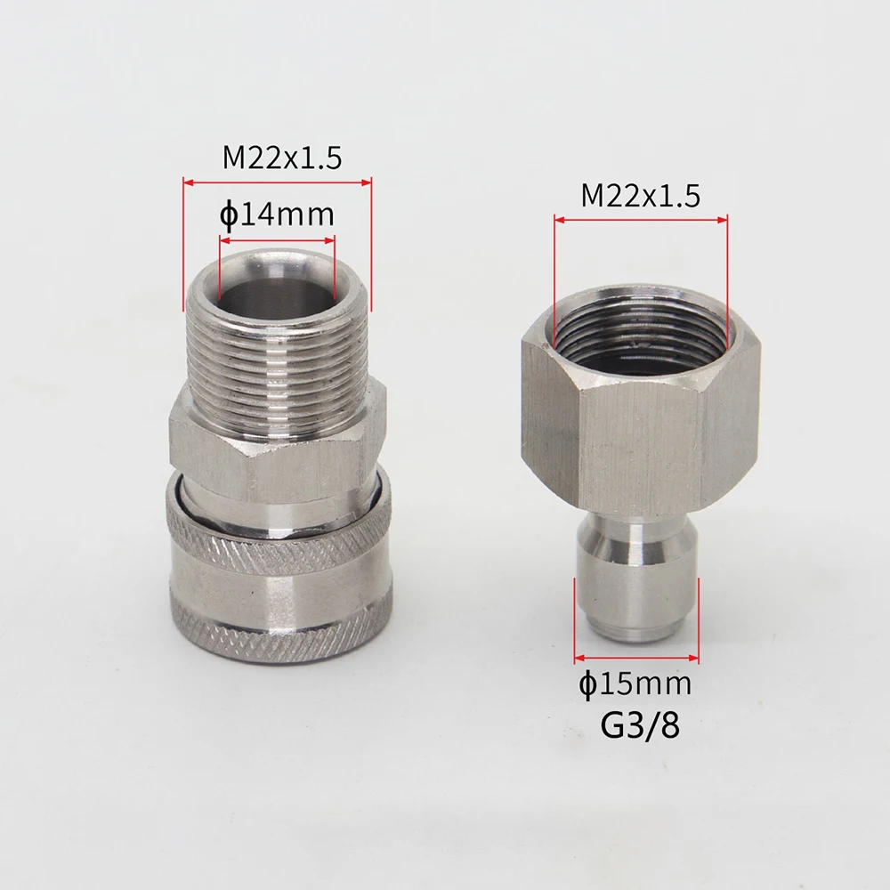 Imagem -02 - Acoplamento Rápido o Lavadora Adaptador Aplicar ao Conector da Pistola de Pressão Mangueira M22 Rosca 14 mm de Alta Pressã