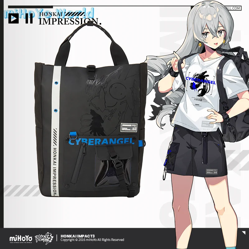 MiHoYo Official Honkai Impact 3 ANGEL REFACTORING Doujin Theme Tote Backpack New Detachable Front Pocket Messenger Bag Gifts