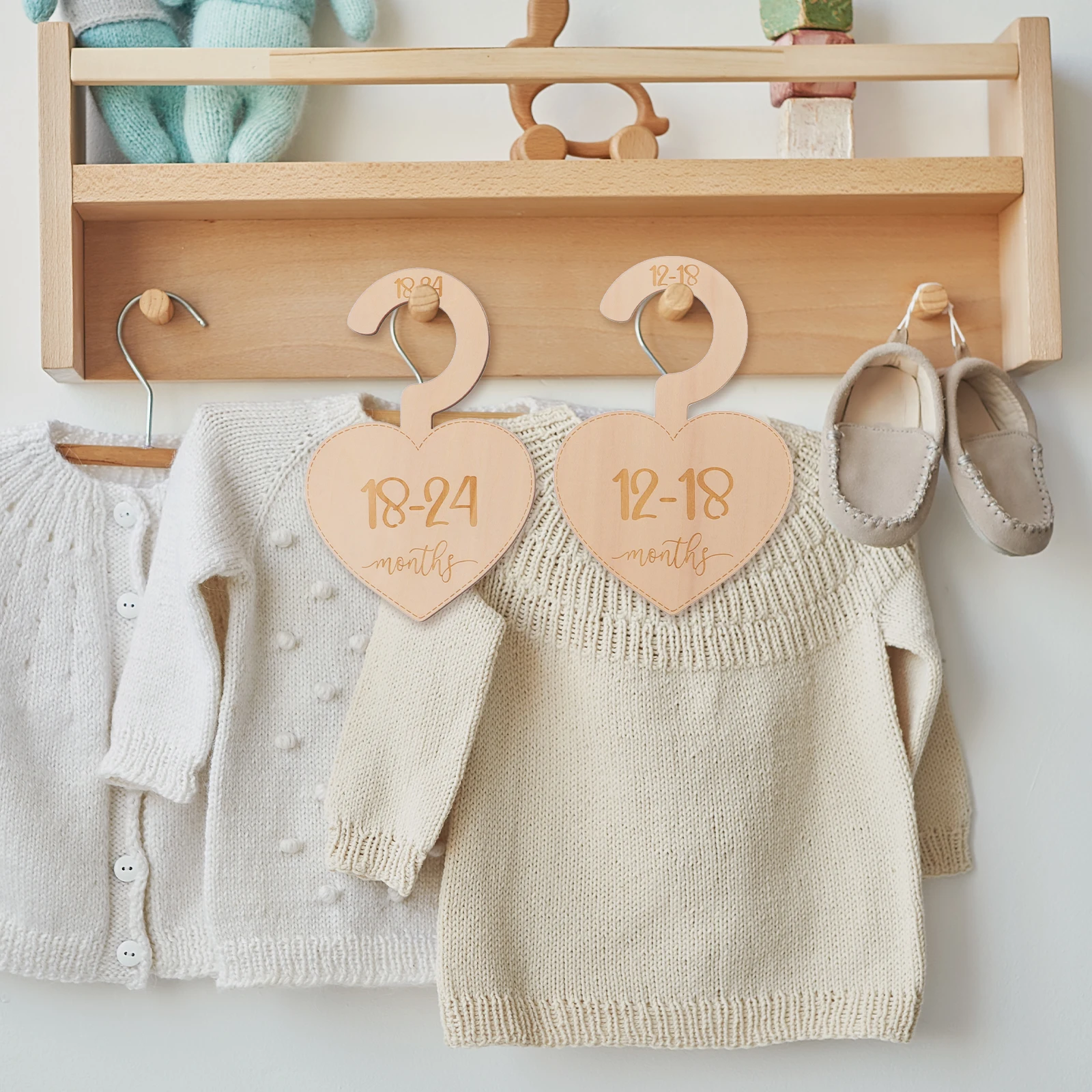 

7pcs Wood Baby Clothes Dividers Wardrobe Organizers Newborn Toddler Closet Size Separators Infant Wooden