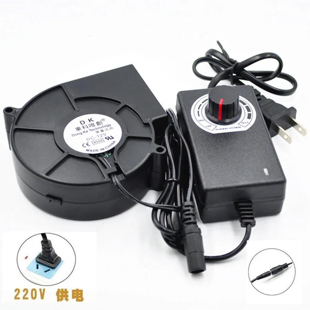 Barbecue fan blower 9733 12V turbo fan with speed regulator power supply Barbecue wood stove blower picnic barbecue wood stove c