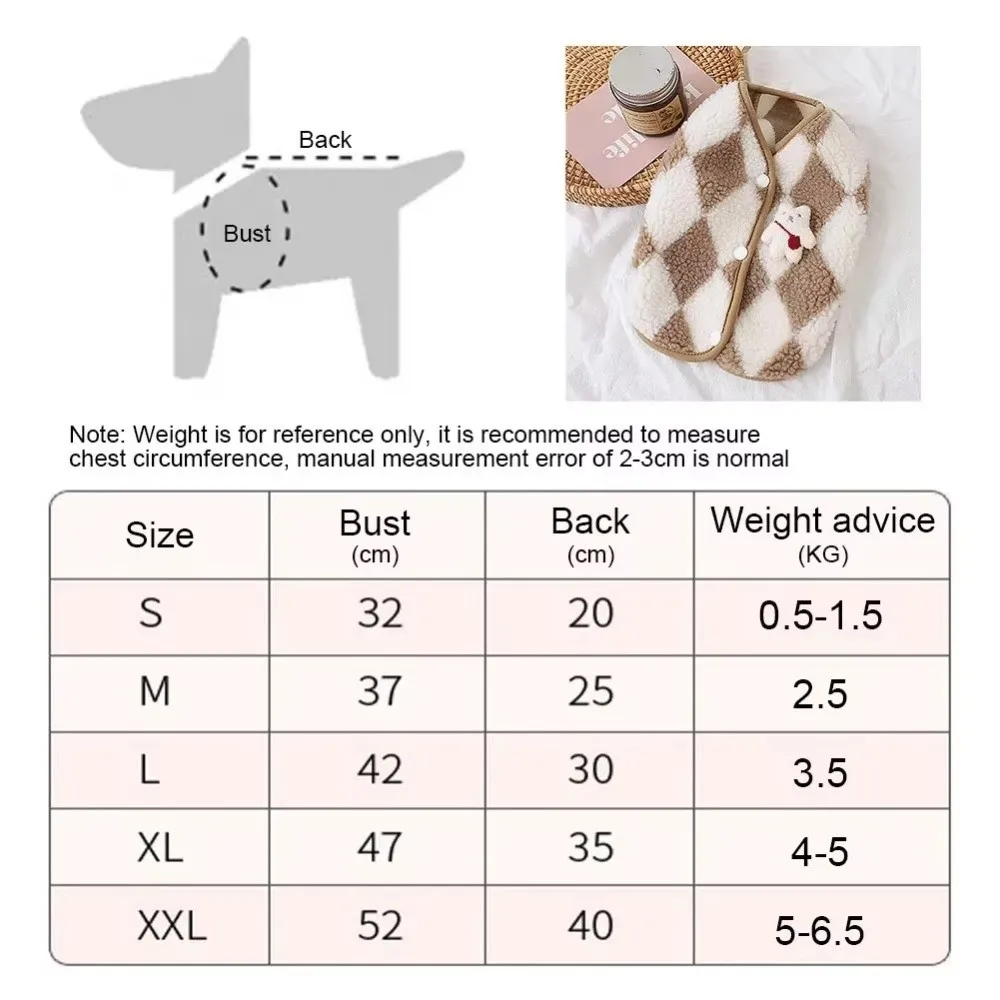 الشتاء الدافئة الحيوانات الأليفة جرو الملابس منقوشة الصوف ملابس الحيوانات الأليفة معطف جاك الكلب الملابس لطيف يوركي زي الدب سترة الكلاب الملابس #6