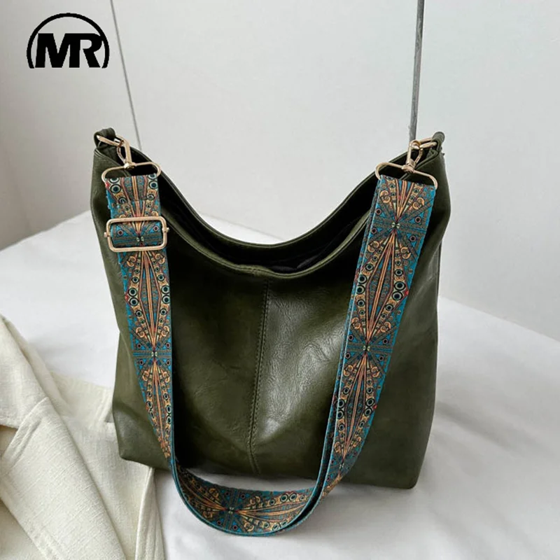 Damen-Pu-Tasche mit großer Kapazität, 2025, Senior-Textur, Retro-Breitband, einzelne Schulter-Crossbody-Tasche, Pendeln, vielseitige Eimertasche