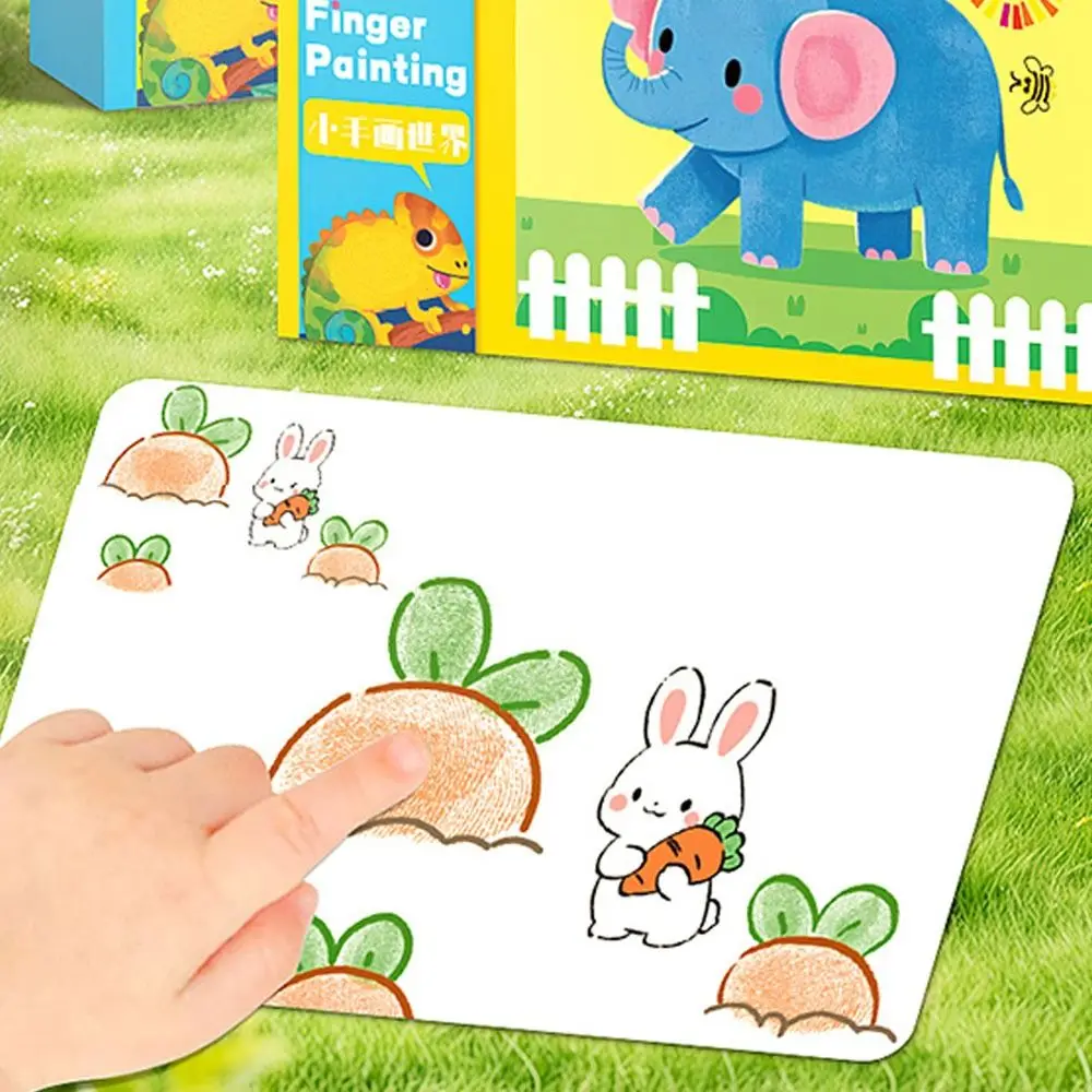 12/24 لون فنجر مجموعة الطلاء دهان داي الكرتون نمط إصبع طباعة الحبر لعبة تلوين الكتب تعلم مونتيسوري لتقوم بها بنفسك الكتابة على الجدران #5