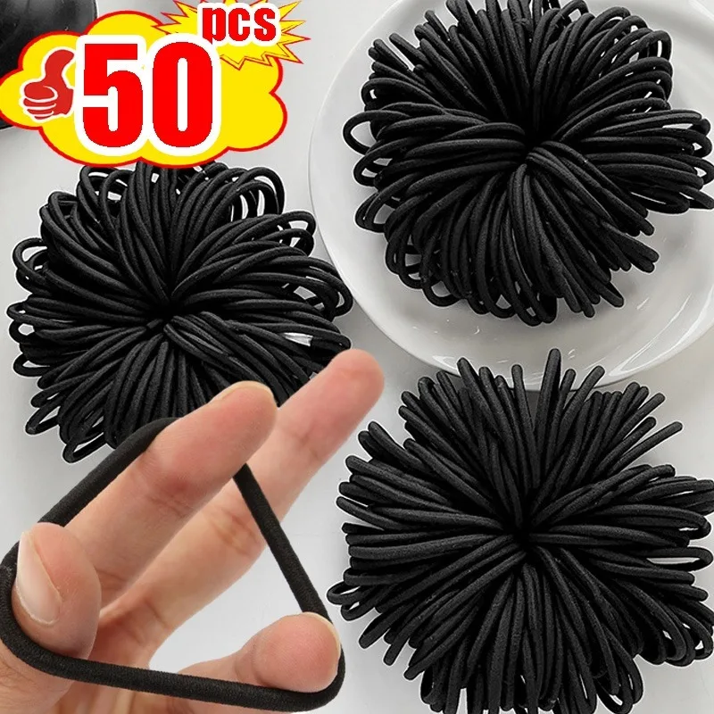 Corda de cabelo sem costura preta para mulheres Suportes de rabo de cavalo elástico alto Bandanas simples Headwear de moda Anéis de cabelo baratos