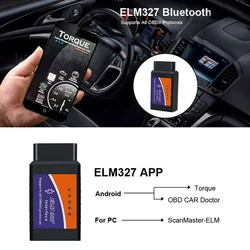 ELM 327 V2.1 OBD2 Code Reader Bluetooth ELM327 OBDII Auto Accessories OBD2 Car Diagnostic Tools Scanner Universal