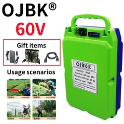 60V garden electric tool lithium battery suitable for lawn mower, hedge trimmer, backpack battery+charger+cable+backpack