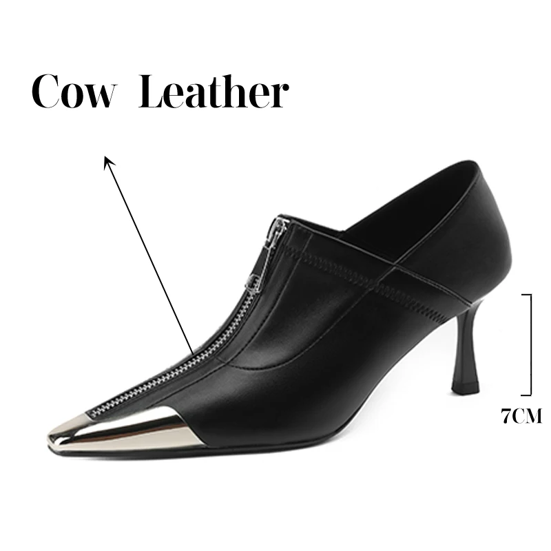 TULING JUN 2023 Spring Autumn Women's Shoes Deep-mouth Metal Pointed Toe Aristocrats Temperament Pumps Shoes For Women L