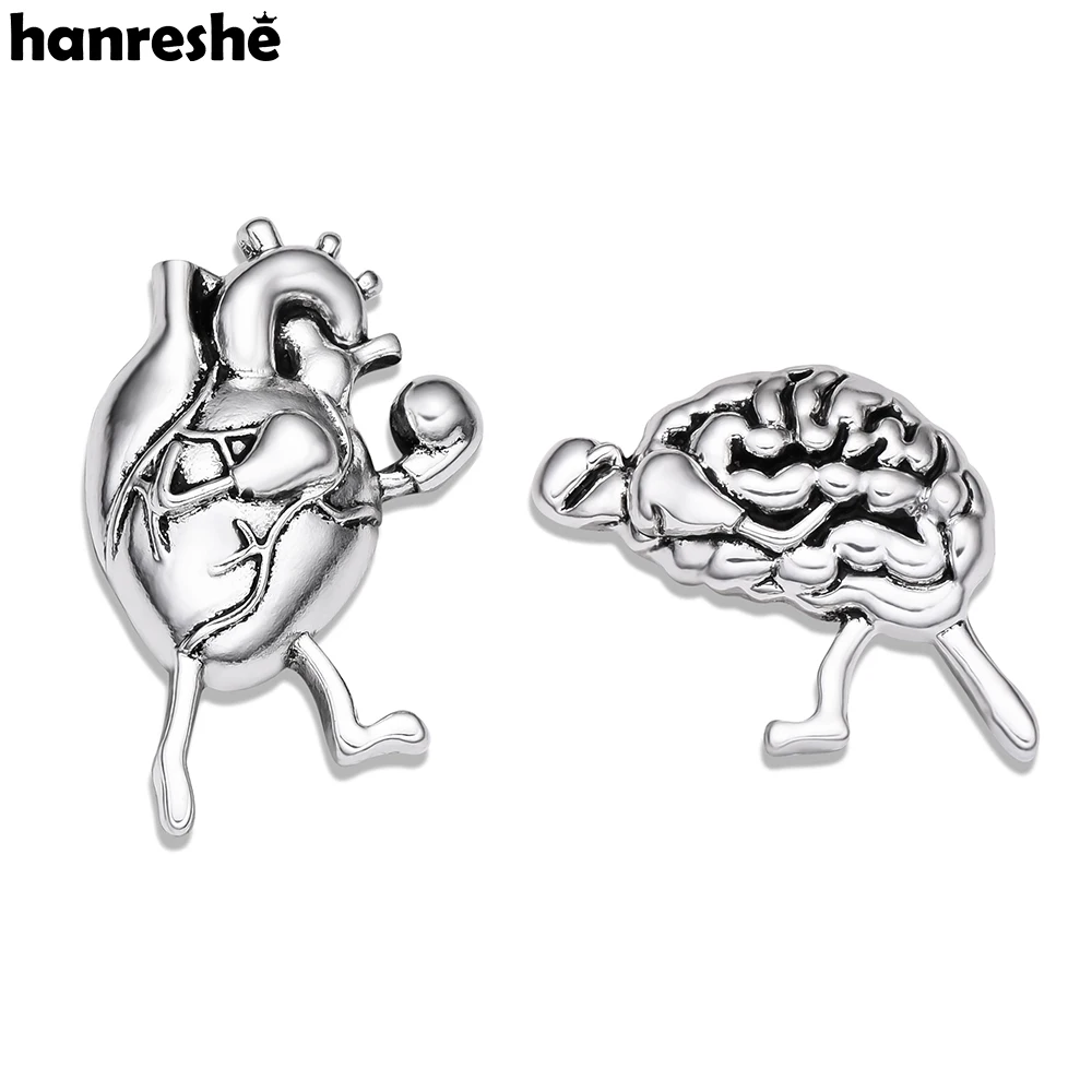 Hanreshe Funny Boxer Heart and Brain Brooch Pin Creative Medical Anatomy Lapel Backpack Badge Jewelry for Doctor Nurse Gifts