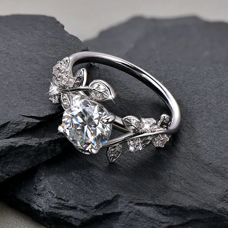 Rrjzz Solitaire 2CT runder Schliff, D-Farbe, VVS1, Moissanit-Verlobungsring, zertifizierter Labor-Imitationsdiamant, Damen-Braut-Ehering – Detail 4