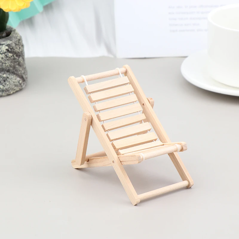 Silla en miniatura plegable para casa de muñecas, tumbona de playa, muebles de decoración, accesorios de juguete, 1:12