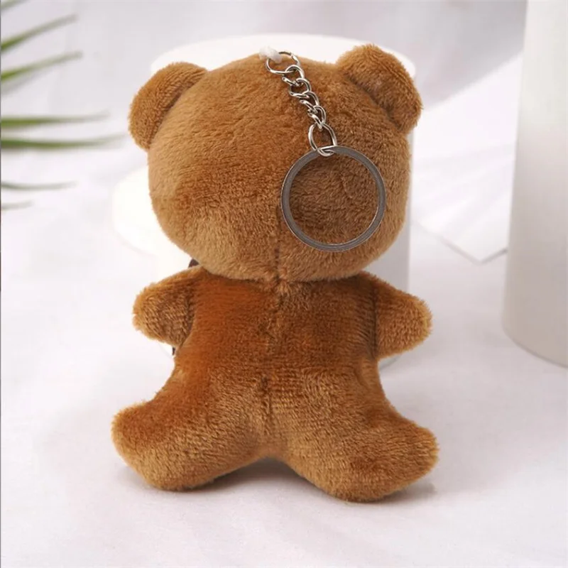 1PCS Cute Mini Bear Plush toy Doll Pendant Soft Stuffed Button Bow Bear Keychain Birthday Xmas Gifts Wedding Decorations