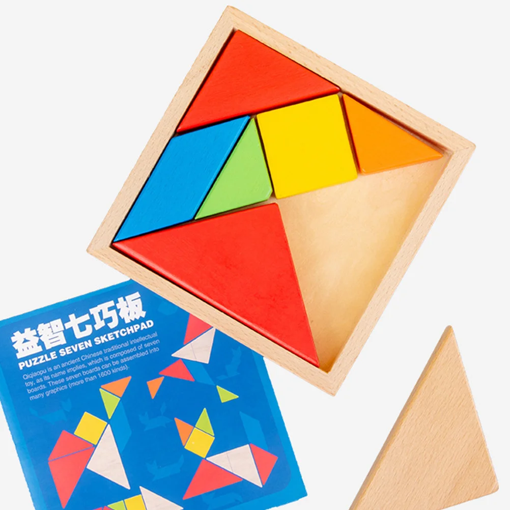 

2 set Wooden Tangram Jigsaw 12X12Cm Colorful Shape Puzzle For Kids Early Learning Brain Development Game Jigsaw Puzzle