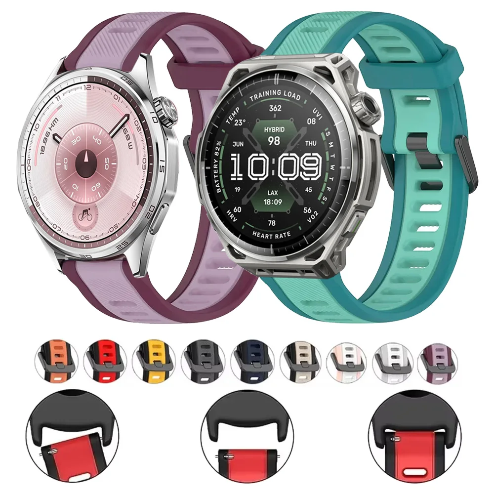 22mm 20mm 18mm Silicone Strap For Huawei Watch GT6-5-4 46mm GT Runner 2 Ultimate 2 Band Amazfit Bip Max 6 5 Balance 3 2 1 Helio