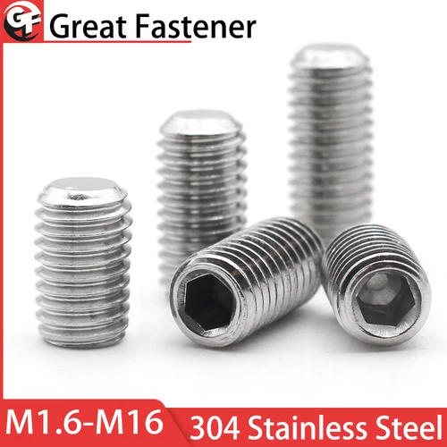 Juego de tornillos hexagonales DIN916 de acero inoxidable 304, punta de copa M2 M3 M4 M5 M6 M8 M10 M12-M16, tornillo sin cabeza, 10 Uds.