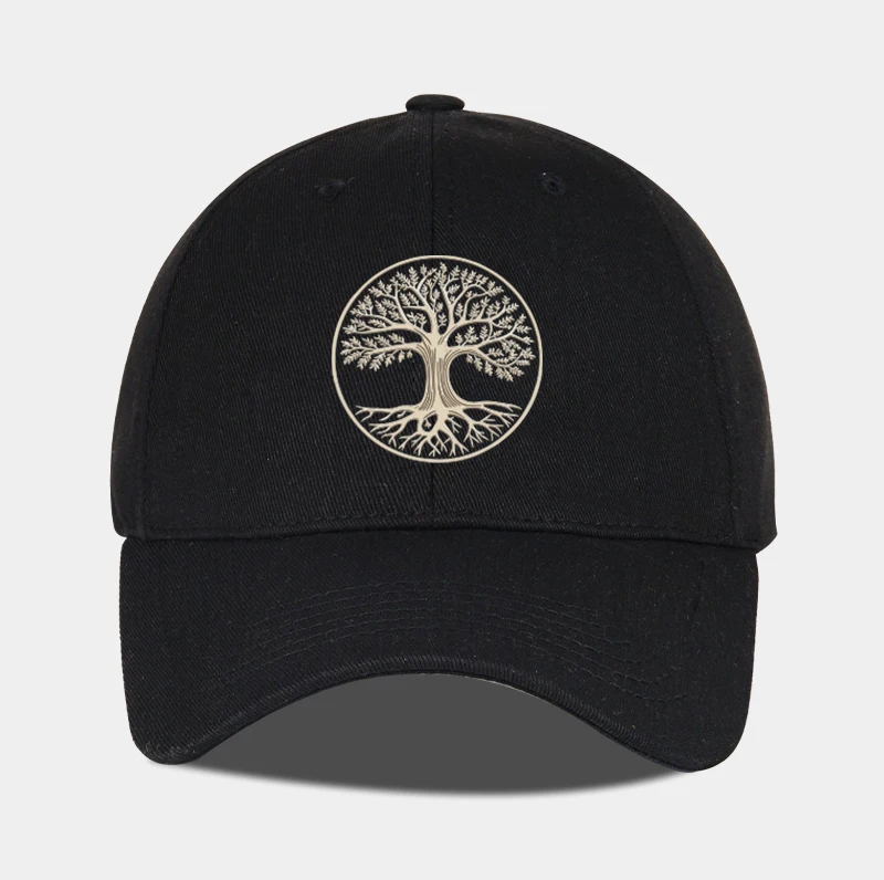Spirituelle Baseballkappe mit Baum des Lebens-Aufdruck und weichem Schirm | Verstellbarer Sonnenhut | Unisex Outdoor & Casual Dad Cap – Detail 3