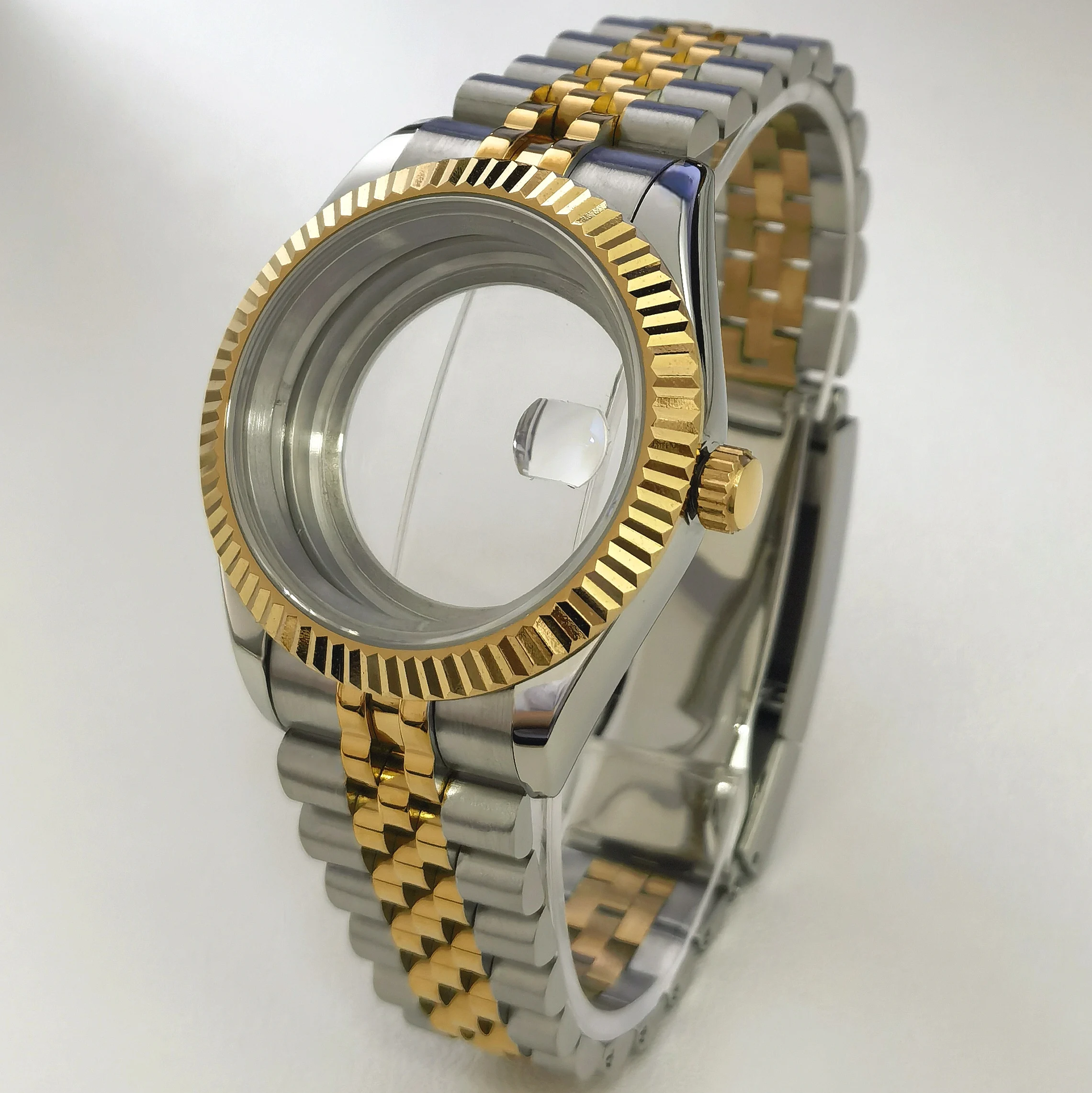 39 mm/36 mm poliertes Edelstahlgehäuse, geeignet für 28,5 mm Zifferblattzubehör, kompatibel mit 35 Automatikwerk