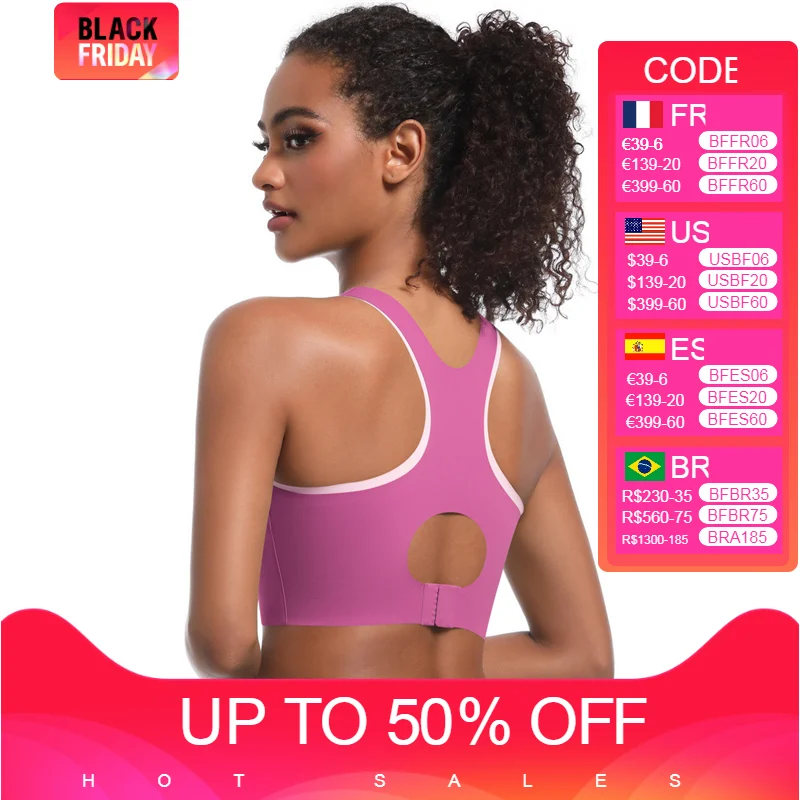 

Racerback Sports Bra Women Gym Yoga Top High Impact Fitness Bralette Shockproof Cut Out Workout Running Bras Female Active Wear