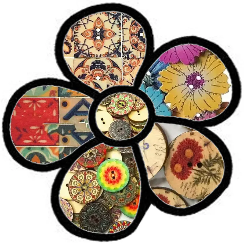 

300PCS Vintage Buttons Painted Round Wood Buttons for Handwork Sewing Scrapbook Clothing Crafts Accessories Card Decor 15-25mm
