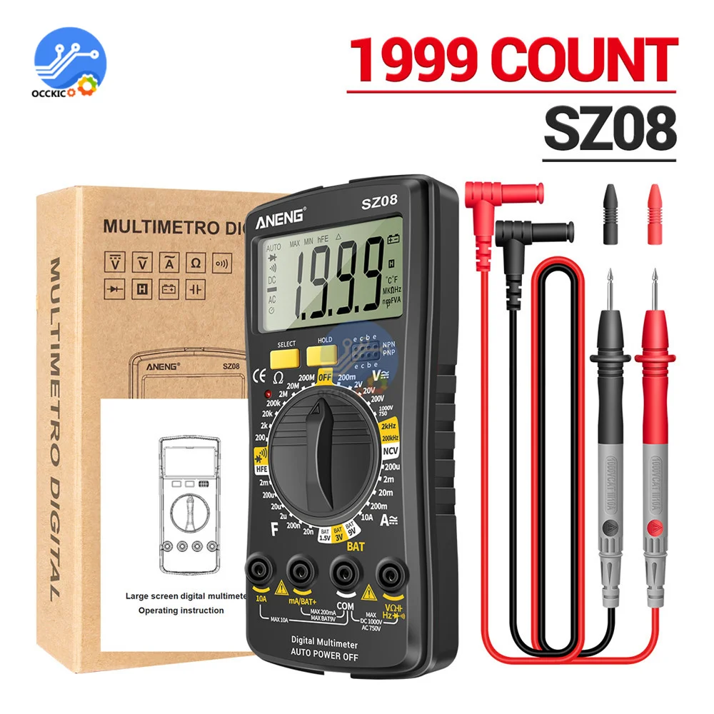 SZ08 Digital Multimeter Ultra-thin storage Professional Multimetro Auto Voltmeter AC DC 220V Resistance Handhold Testers