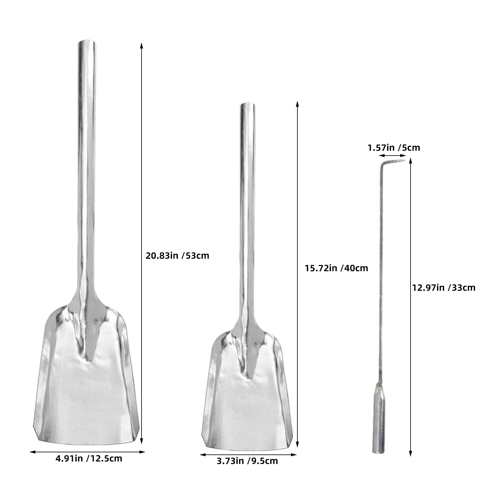 Conjunto de equipamentos para lareira, 3 peças, pinças de ferro, ganchos, pá de cinzas para queimador de madeira e fogão, ferramentas para lareiras, pinças pesadas