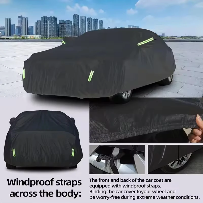 Full Car Cover For Porsche Panamera All Weather Outdoor Snow Sun UV Dustproof with Reflective Strips Wind Straps 6