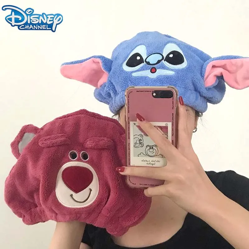 Disney Stitch Shower Cap Cute Cartoon Lotso Dry Hair Cap Furniture Absorb Water Shower Cap Party Gifts