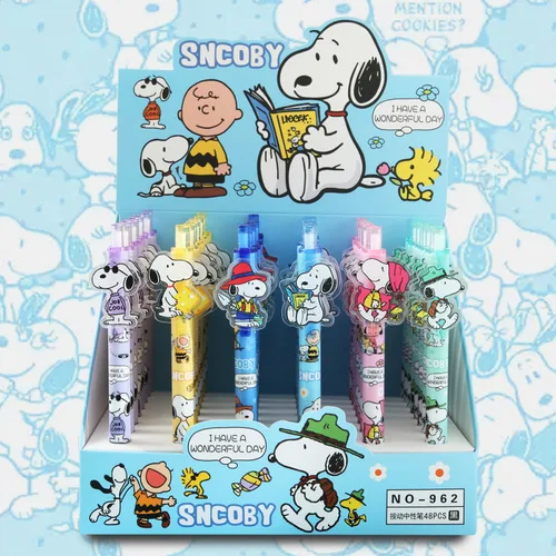 Imagen 2 del producto 48 Uds. Bolígrafo de Gel Kawaii Snoopy Paster dibujos animados 0,5 bolígrafo de firma de prensa negra papelería para estudiantes al por mayor