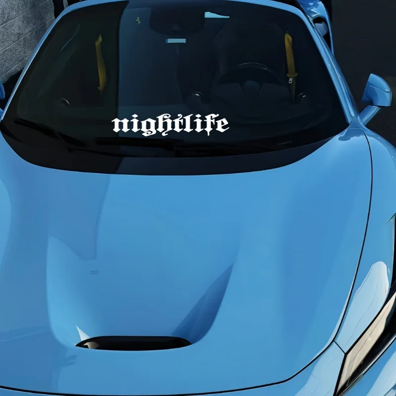 ملصق للزجاج الأمامي للسيارة من Nightlife - لمسة نهائية متينة غير لامعة، سهل الاستخدام والإزالة، الحجم Is21.9x4.1 بوصة