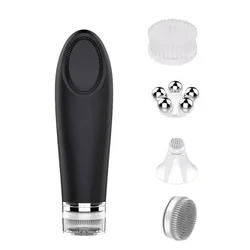 Electric 4 in1 Silicones Blackhead Exfoliatings Skin Tightening Massage Home Spa Face Cleaner Care Cleansing Face Brush Cleanser