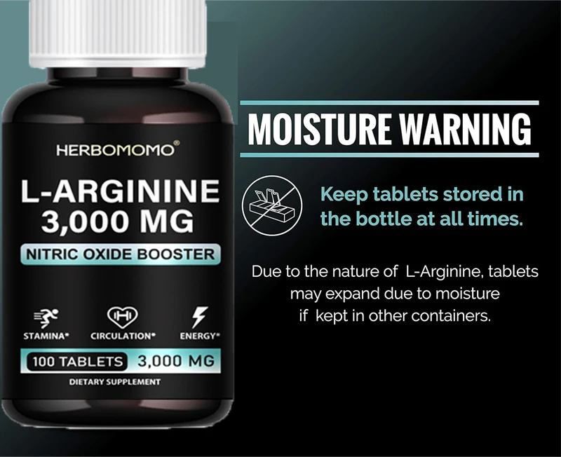 L Arginine 3000mg Tablets Maximum Dose L-Arginine Nitric Oxide Supplement for Supporting Energy - Nitric Oxide Booster