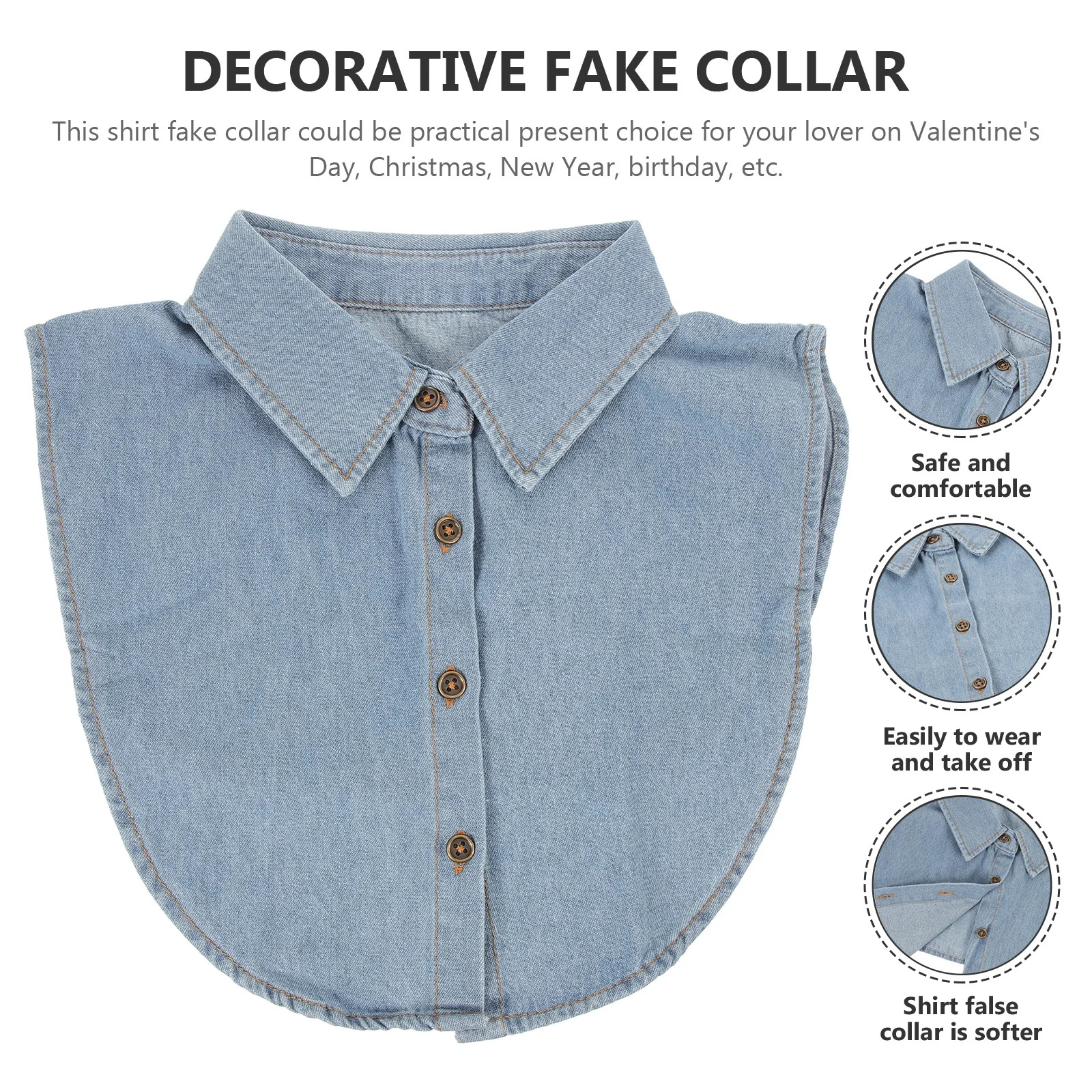 Camisa de algodón con cuello falso para mujer, cuello falso desmontable a la moda, Ideal para la playa, camiseta sin mangas, blusa, prendas de vestir exteriores, collares falsos