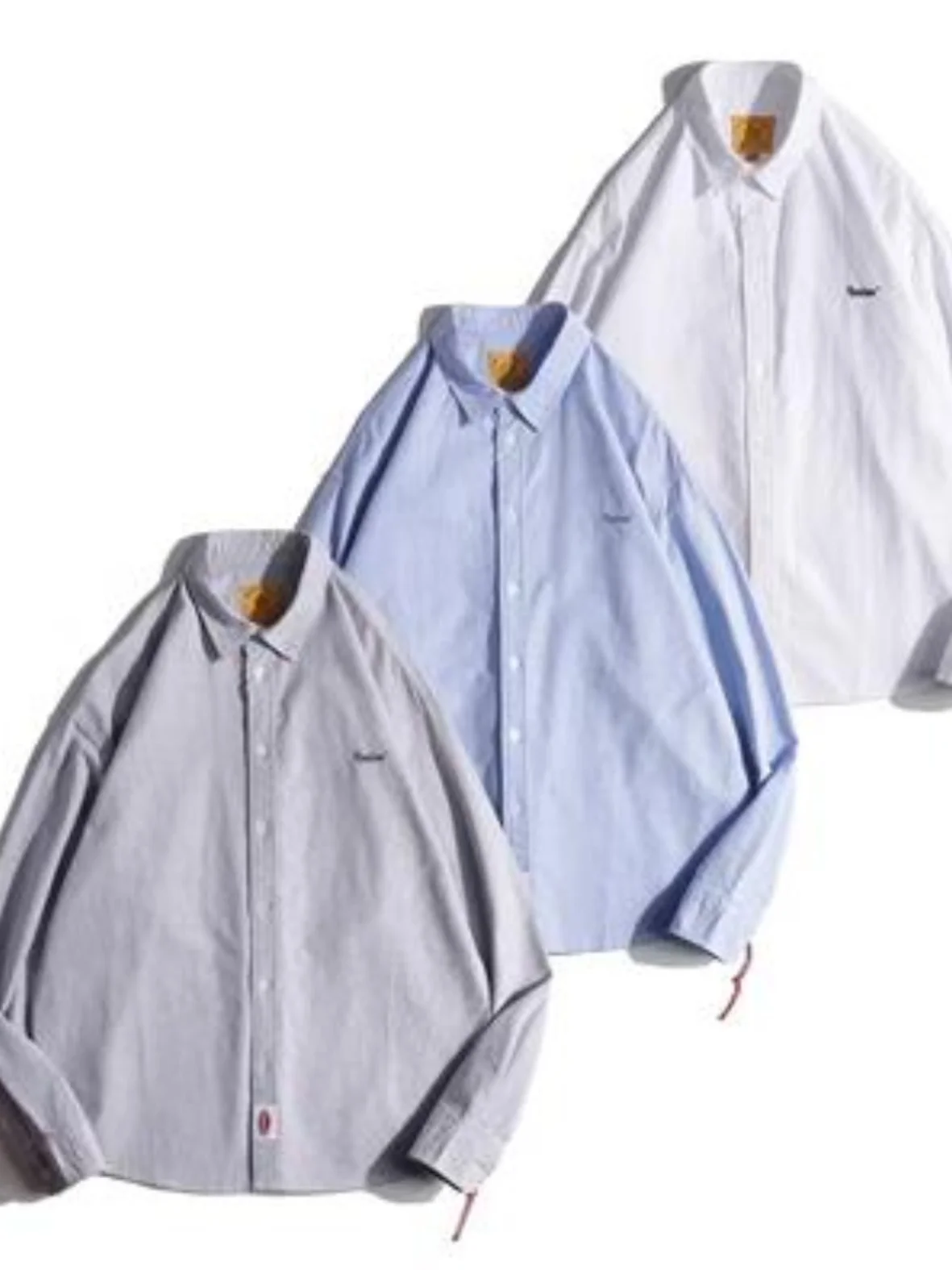 Loose Fit Oxford Cloth Long Sleeve Shirt Unisex  Color Autumn Wear Resistant Cotton Male Female Style Japanese Hong Kong...