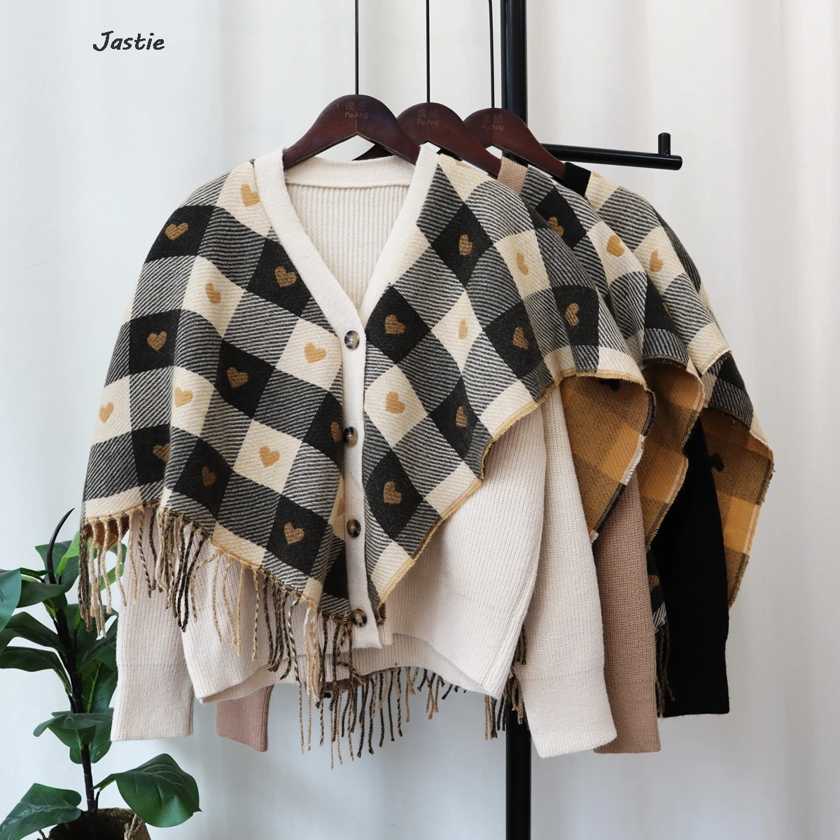 

Искусственная шаль из двух частей в стиле пэчворк с сердцем в клетку свитер кардиган 2024 День Святого Валентина трикотажная одежда на пуговицах