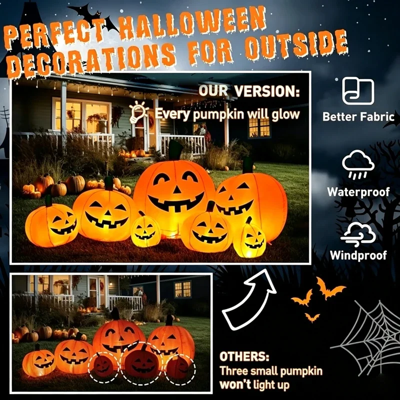 Halloween Inflatable Terror Decoration Courtyard Prop Built-in Led Lights Inflatable Model Outdoor Ornament Party Garden Decor