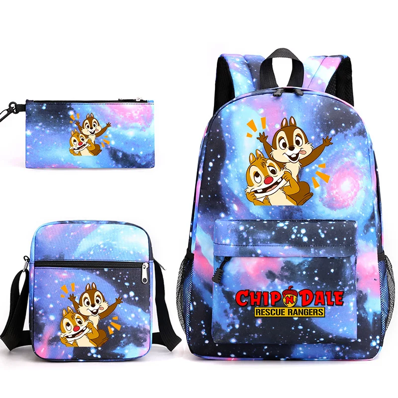 3pcs Funny Chip n Dale Bookbag Kids Backpack Boys Girls School bags Shoulder Bag Set Daily Backpacks Mochilas