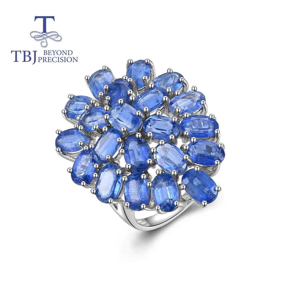 

TBJ 100% Natural blue kyanite big ring 15ct gemstones 925 sterling silver fine jewelry for women mom anniversay party gift