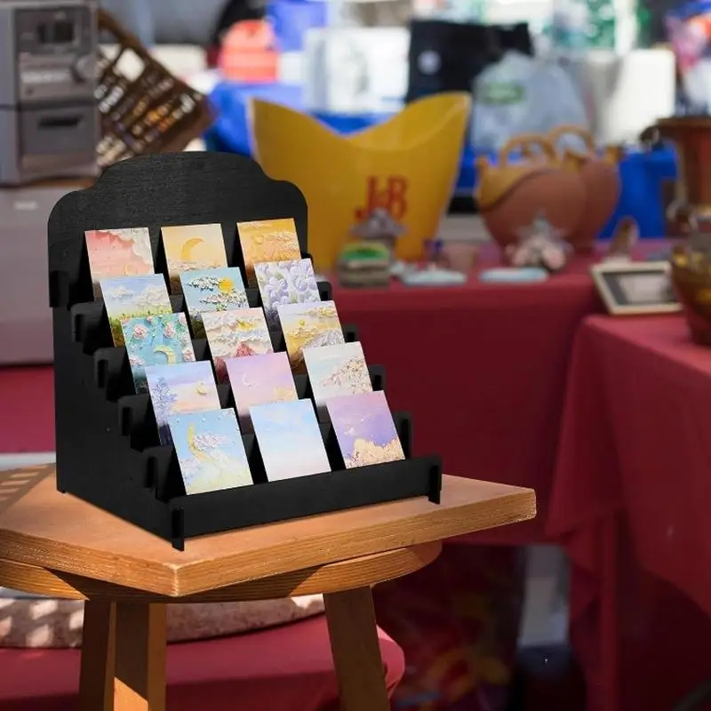 2026 High-quality Wooden Greeting Card Display Stand Desktop Business Card Storage Holder Organizer for Photo Cosmetic Postcards