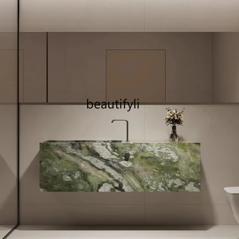 

Light luxury rock slab wall-mounted hand wash basin hotel homestay bathroom basin cabinet combination customization