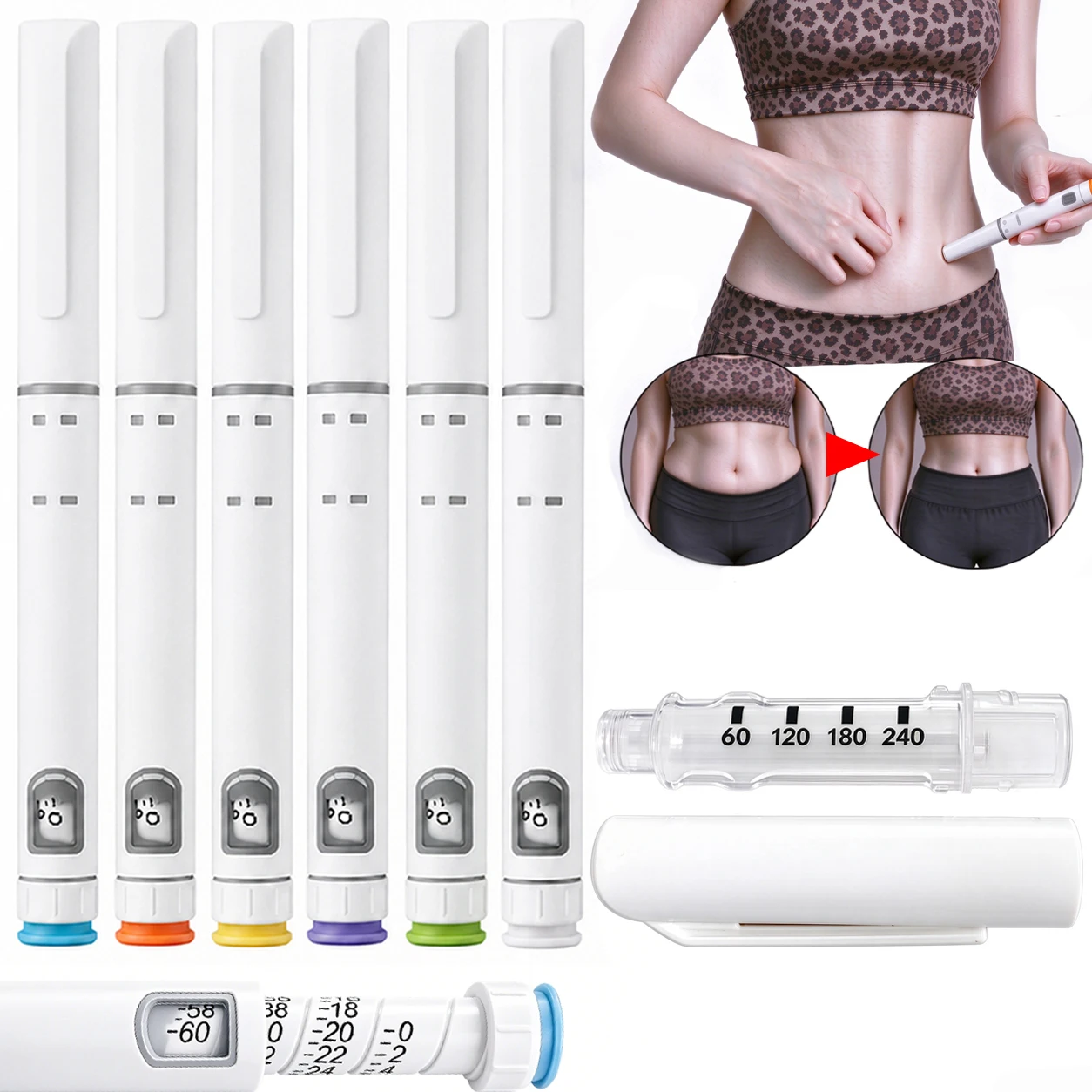 10/5 PCS 3ml 60U Disposable Injection Pen Rotary Push Self-Injector Portable Colorful Peptide Magic Pen