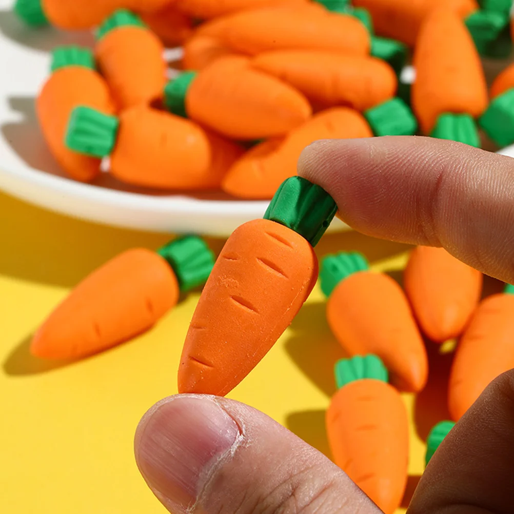 50 Pcs Eraser Novelty Erasers Easter Vegetable Carrot Students Pencil Party Gifts Stationery