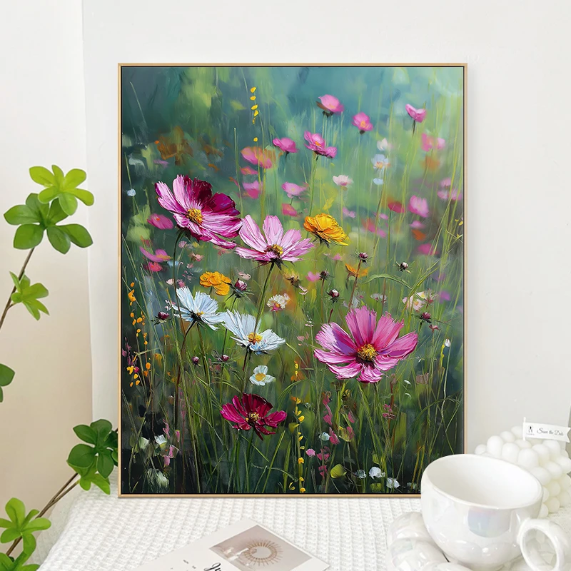 الطلاء بالأرقام مجال الزهور البرية الاكريليك الطلاء قماش دروبشيبينغ صورة الأسرة الأطفال صور هدايا عيد الميلاد #3