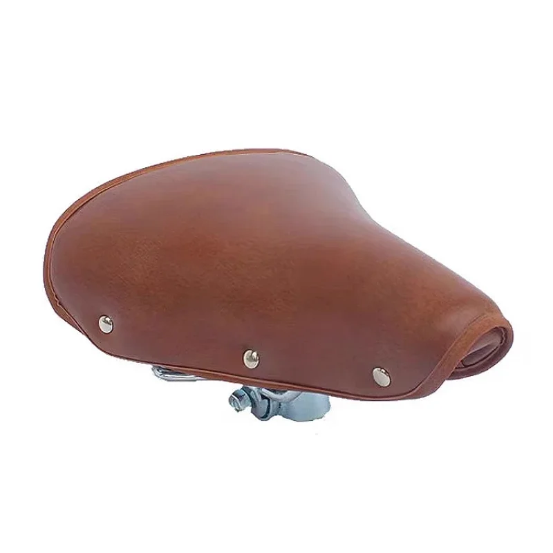 

Retro Modified Bicycle Seat Leather Seat Cushion Brown Bicycle Seat Comfortable Double Spring Soft Saddle