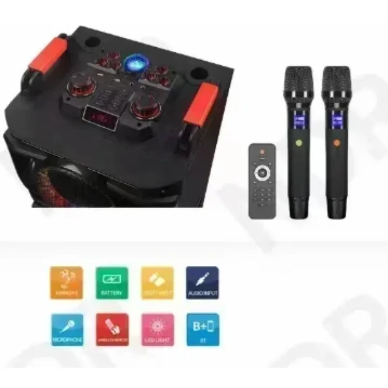 NDR-1526 Double 15 inch Bass 100 watt Big Power Trolley Speaker USB/TF/FM/TWS/Remote control/ Wireless Mic Outdoor BT Speakers