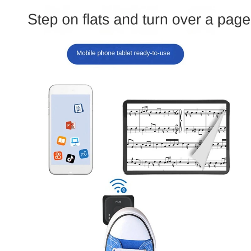 Bluetooth Wireless Page Turner Rechargeable Customize Foot Switch Pedal For Phone Electronic Music Scores E-Books Black Durable