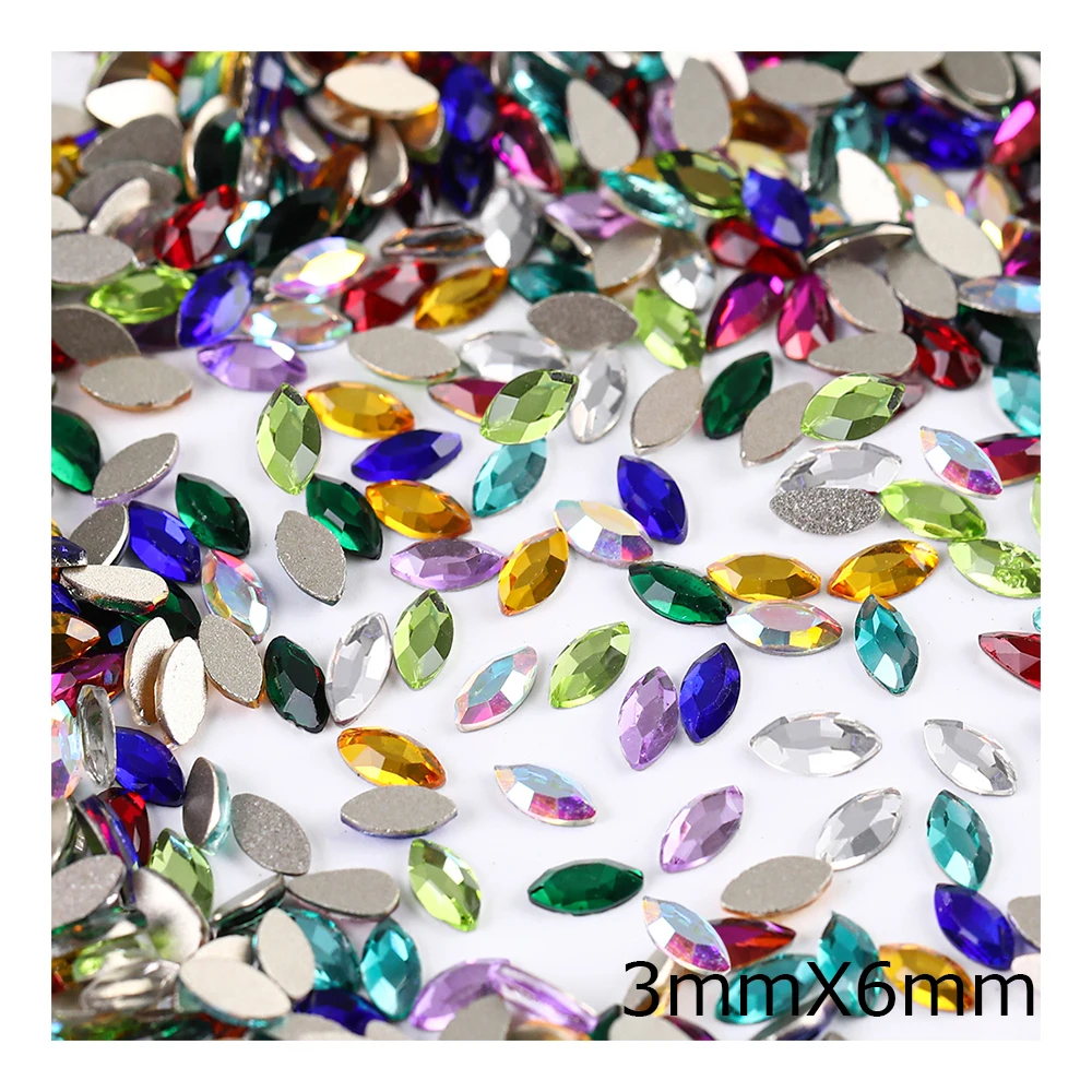 

YONGNING Horse eyes shape Glass Crystal non hotfix Rhinestones Flatback Strass Glitter Shiny Nail Art DIY Decoration Accessories