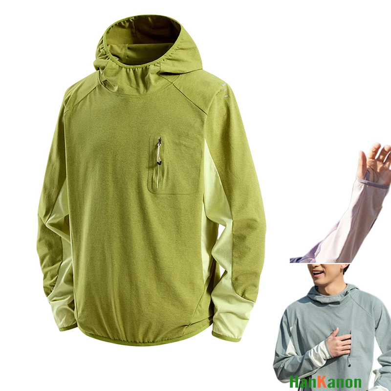 Man's Outdoor Quick-Dry Long-Sleeve T-Shirt with Thumb Holes Reflective Strips: Breathable Moisture-Wicking Perfect for Fitness