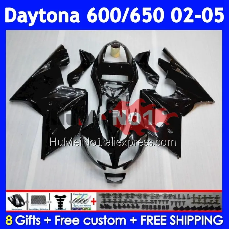 Body For Triumph Daytona650 Daytona600 Daytona Glossy black 650 319No.2 Daytona 600 650 2002 2003 2004 2005 02 03 04 05 Fairing