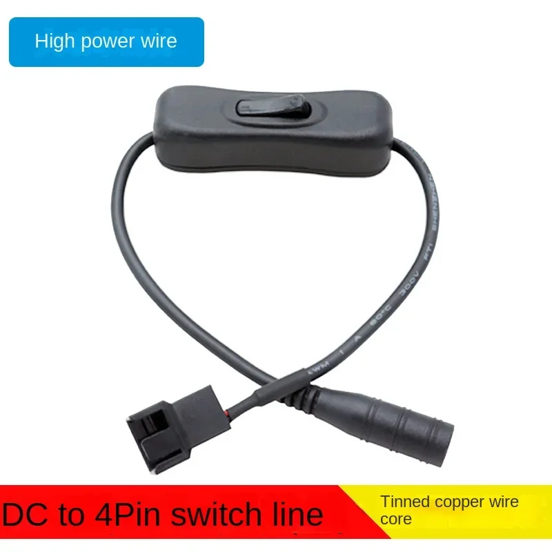 DC 5.5*2.1mm Power Supply Plug to 4-Pin PC Fan Power Adapter Cable with Switch