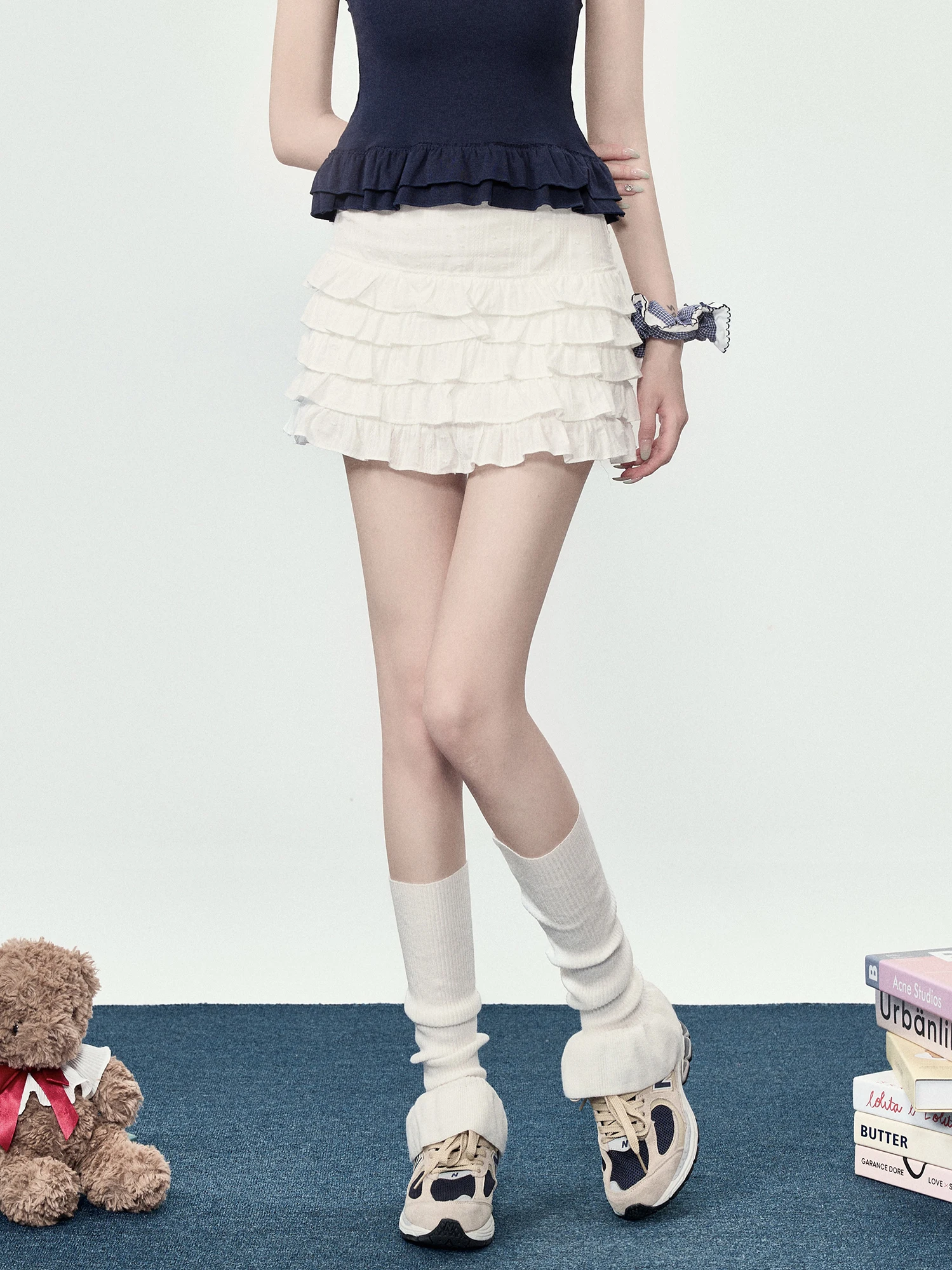 BBT Sweety White Cake Short Skirt Women's Summer Ballet Style High Waist Slim A-Line  Skirt Girls Pure Color Standard Fit