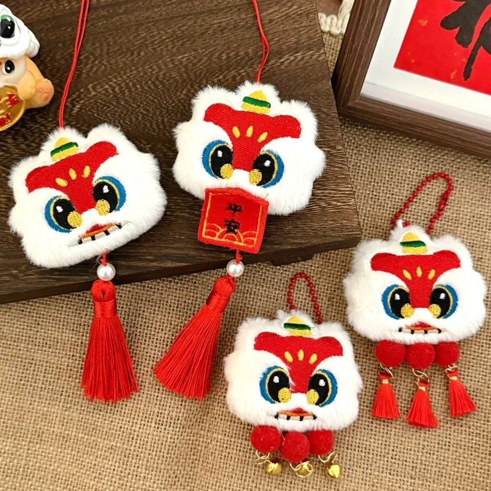 Chinese Style Lion Dance Tassels Pendant Awakened Lion Cartoon Lion Dance Keychain Hanging Red New Year Zodiac Plush Doll